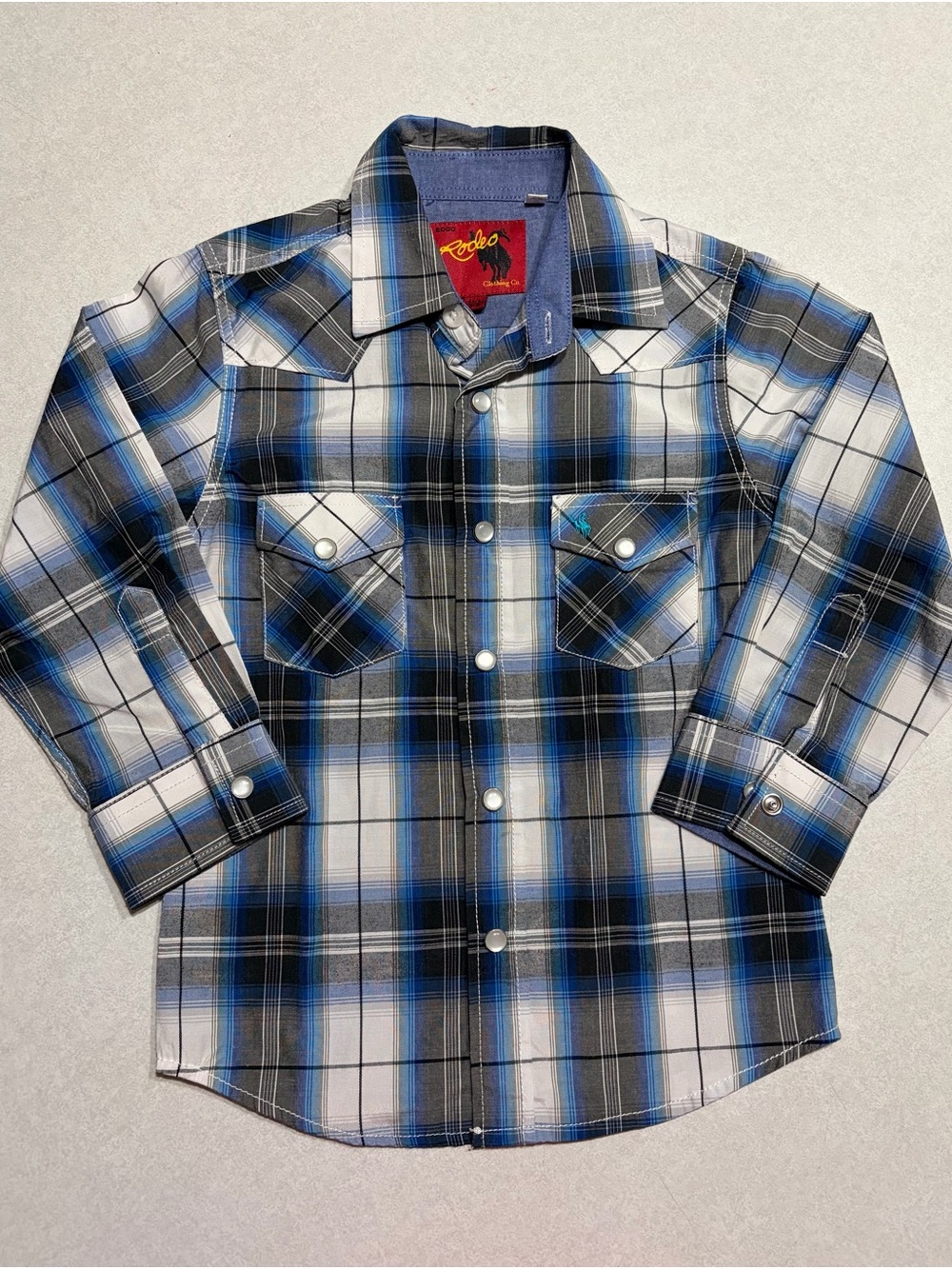 Rodeo Clothing Co. Boys Blue Western Button-Front Shirt